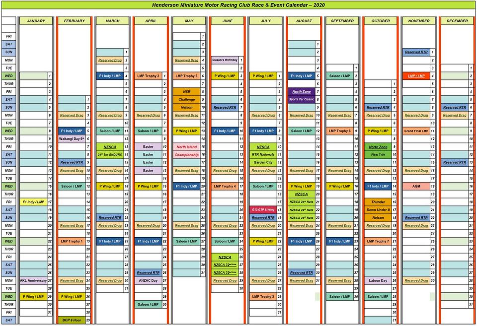 HMMRC Event Calendar 2020